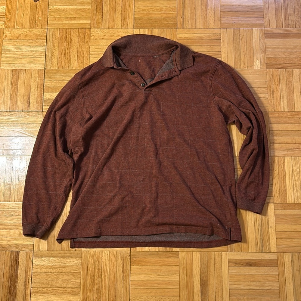 HAGGAR KNIT LONG SLEEVE POLO SIZE L